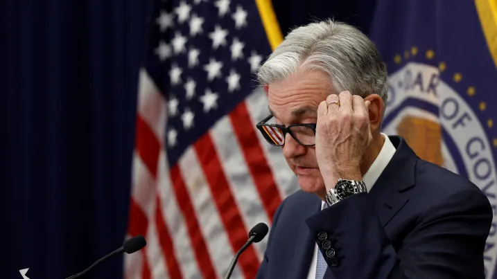 Federal Reserve Board Chairman Jerome Powell holds a news conference following the announcement that the Federal Reserve raised interest rates by half a percentage point, at the Federal Reserve Building in Washington, U.S., December 14, 2022. REUTERS/Evelyn Hockstein
